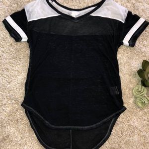 Sheer Black and white Longer back t-shirt